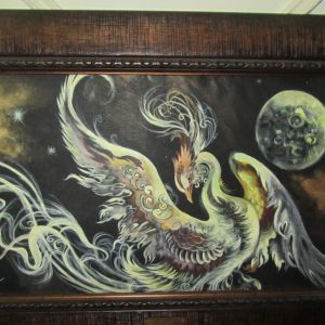 تابلو نقاشی روی چرم سیمرغ